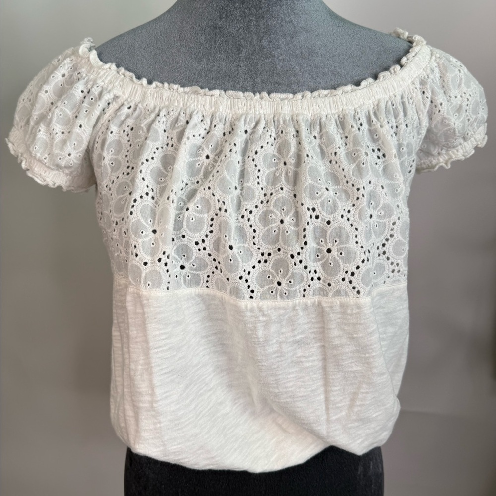 Altar’d State White Eyelet Off Shoulder Blouse Size Small